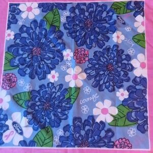 Lilly Pulitzer Spring Ford Breast Cancer Awareness Floral Pink Blue Cotton Scarf